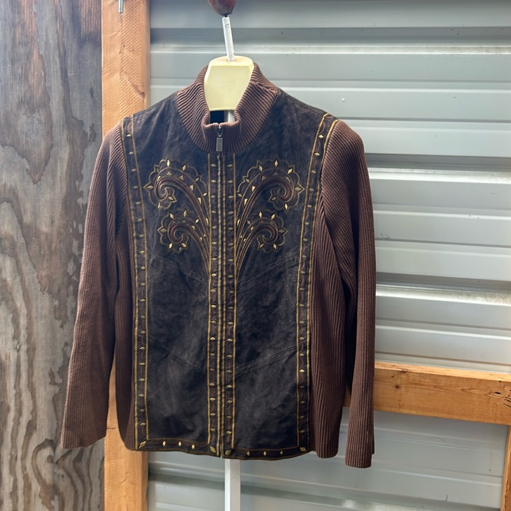Bob Mackie  leather Embroidered Jacket (Las)